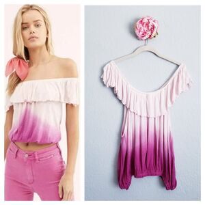Free People Cora Lee Off Shoulder Ombre Dip Dye Top